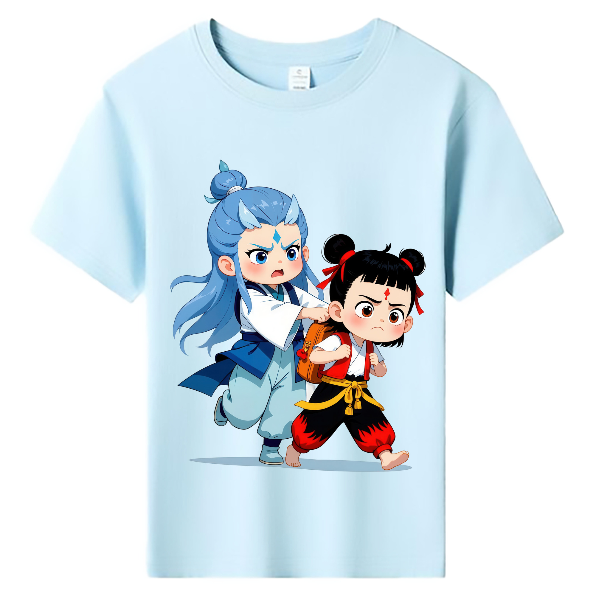 （画像用） Ne Zha 2 ナタ 魔童の大暴れ 綿100％キッズTシャツ（フロントプリント）